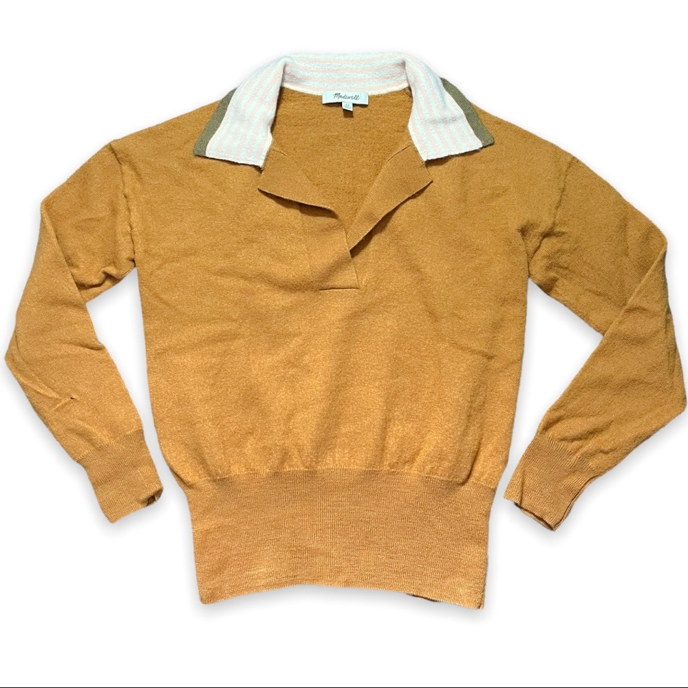 MADEWELL Color Block Wool Collared Polo Sweater sz XS